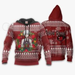 Tokyo Ghoul Sweater: Kaneki Christmas Printed Two Sides -Tokyo Ghoul Store 1102 AOP Tokyo Ghoul Ugly Christmas Sweater VA Kaneki2 2 hoodie font and back