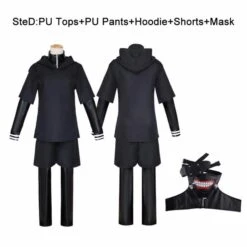 Tokyo Ghoul Cosplay Merch: Ken Kaneki Cosplay Full Set Black Leather Fight Uniform With Mask -Tokyo Ghoul Store JP Anime Tokyo Ghoul Ken Kaneki Cosplay Costume Full Set Black Leather Fight Uniform Women Men 1.jpg 640x640 1