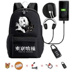 Japanese Anime Tokyo Ghoul Waterproof Backpacks – School Backpack -Tokyo Ghoul Store Japanese Anime Tokyo Ghoul Waterproof Bookbags Laptop Rucksack Travel USB School Backpack Large Capacity Mochila For 3