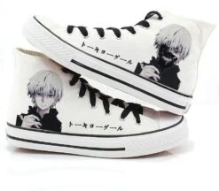 Tokyo Ghoul Shoes Merch: Kaneki White Hair One-Eyed Ghoul High Top Converse