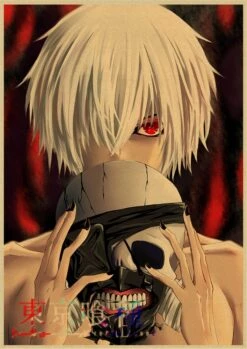 Tokyo Ghoul Poster Merch: White Hair Ken Kaneki Retro Poster